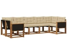 Lauko sofos komplektas su pagalve 7 pcs Natūralus ir bežinis