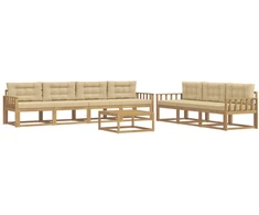 Lauko sofos komplektas su pagalve 7 pcs Balta ir kreminė