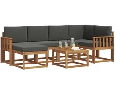 Lauko sofos komplektas su pagalve 7 pcs Natūralus ir antracitas