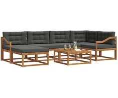 Lauko sofos komplektas su pagalve 7 pcs Natūralus ir antracitas