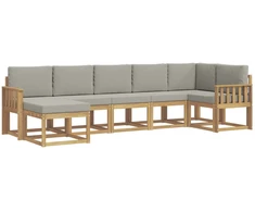 Lauko sofos komplektas su pagalve 7 pcs Balta ir šviesiai pilka