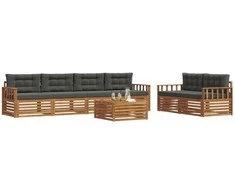 Lauko sofos komplektas su pagalve 7 pcs Natūralus ir antracitas