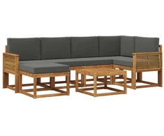 Lauko sofos komplektas su pagalve 7 pcs Natūralus ir antracitas