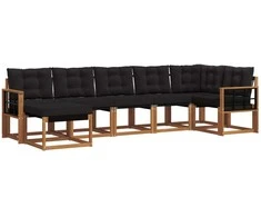 Lauko sofos komplektas su pagalve 7 pcs Natūrali ir juoda