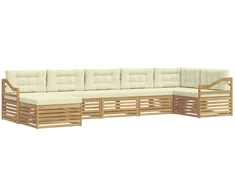 Lauko sofos komplektas su pagalve 7 pcs Balta ir kreminė