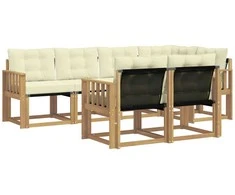 Lauko sofos komplektas su pagalve 7 pcs Balta ir kreminė