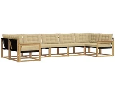 Lauko sofos komplektas su pagalve 7 pcs Balta ir kreminė