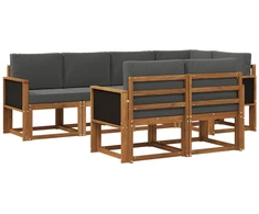 Lauko sofos komplektas su pagalve 7 pcs Natūralus ir antracitas