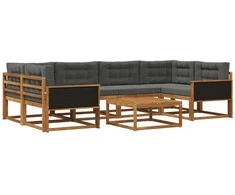 Lauko sofos komplektas su pagalve 7 pcs Natūralus ir antracitas