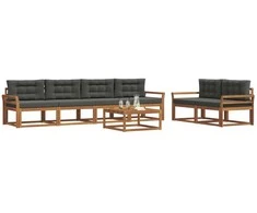 Lauko sofos komplektas su pagalve 7 pcs Natūralus ir antracitas