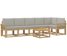 Lauko sofos komplektas su pagalve 7 pcs Balta ir šviesiai pilka