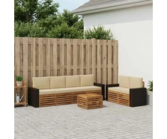 Lauko sofos komplektas su pagalve 7 pcs Natūralus ir bežinis