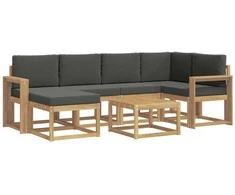 Lauko sofos komplektas su pagalve 7 pcs Balta ir antracito