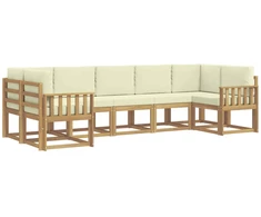 Lauko sofos komplektas su pagalve 7 pcs Balta ir kreminė