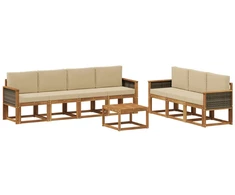 Lauko sofos komplektas su pagalve 7 pcs Natūrali
