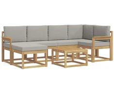 Lauko sofos komplektas su pagalve 7 pcs Balta ir šviesiai pilka