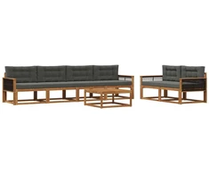 Lauko sofos komplektas su pagalve 7 pcs Natūralus ir antracitas