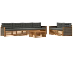Lauko sofos komplektas su pagalve 7 pcs Natūralus ir antracitas