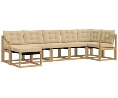 Lauko sofos komplektas su pagalve 7 pcs Balta ir kreminė