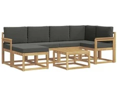 Lauko sofos komplektas su pagalve 7 pcs Balta ir antracito