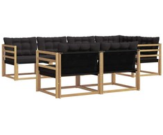 Lauko sofos komplektas su pagalve 7 pcs Balta ir juoda