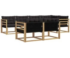 Lauko sofos komplektas su pagalve 7 pcs Balta ir juoda