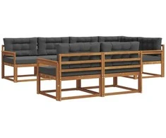 Lauko sofos komplektas su pagalve 7 pcs Natūralus ir antracitas