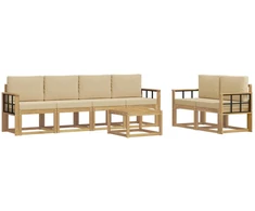Lauko sofos komplektas su pagalve 7 pcs Balta ir kreminė