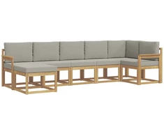 Lauko sofos komplektas su pagalve 7 pcs Balta ir šviesiai pilka