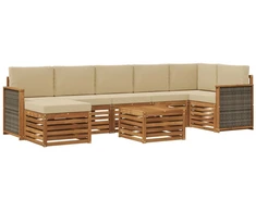 Lauko sofos komplektas su pagalve 7 pcs Natūrali