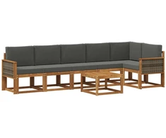 Lauko sofos komplektas su pagalve 7 pcs Natūralus ir antracitas