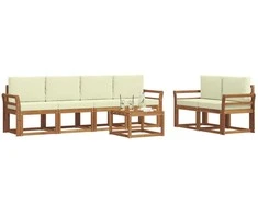 Lauko sofos komplektas su pagalve 7 pcs Natūralus ir grietinėlė