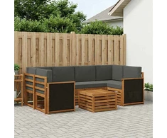 Lauko sofos komplektas su pagalve 7 pcs Natūralus ir antracitas