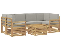 Lauko sofos komplektas su pagalve 7 pcs Balta ir šviesiai pilka