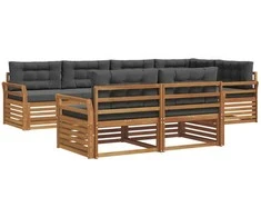 Lauko sofos komplektas su pagalve 7 pcs Natūralus ir antracitas