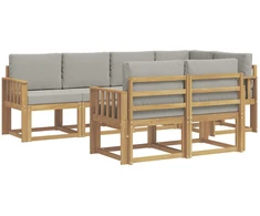 Lauko sofos komplektas su pagalve 7 pcs Balta ir šviesiai pilka