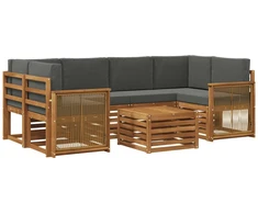 Lauko sofos komplektas su pagalve 7 pcs Natūralus ir antracitas