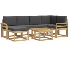 Lauko sofos komplektas su pagalve 7 pcs Balta ir antracito