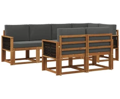 Lauko sofos komplektas su pagalve 7 pcs Natūralus ir antracitas