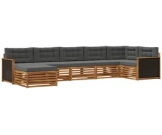 Lauko sofos komplektas su pagalve 7 pcs Natūralus ir antracitas