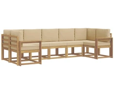 Lauko sofos komplektas su pagalve 7 pcs Balta ir kreminė
