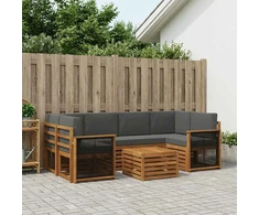 Lauko sofos komplektas su pagalve 7 pcs Natūralus ir antracitas