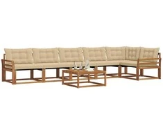 Lauko sofos komplektas su pagalve 7 pcs Natūralus ir bežinis