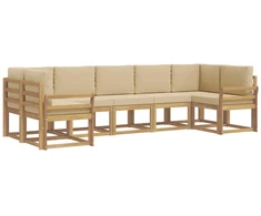Lauko sofos komplektas su pagalve 7 pcs Balta ir kreminė