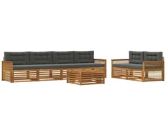Lauko sofos komplektas su pagalve 7 pcs Natūralus ir antracitas