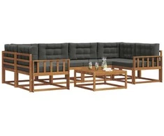 Lauko sofos komplektas su pagalve 7 pcs Natūralus ir antracitas