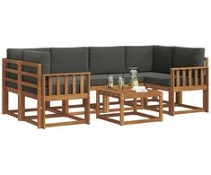 Lauko sofos komplektas su pagalve 7 pcs Natūralus ir antracitas
