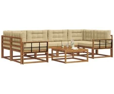 Lauko sofos komplektas su pagalve 7 pcs Natūralus ir bežinis
