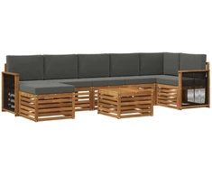 Lauko sofos komplektas su pagalve 7 pcs Natūralus ir antracitas