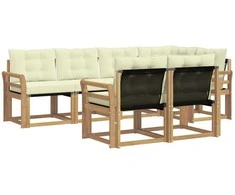 Lauko sofos komplektas su pagalve 7 pcs Balta ir kreminė